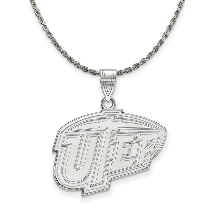 Sterling Silver U. Of Texas At El Paso Large Necklace, 24 Inch